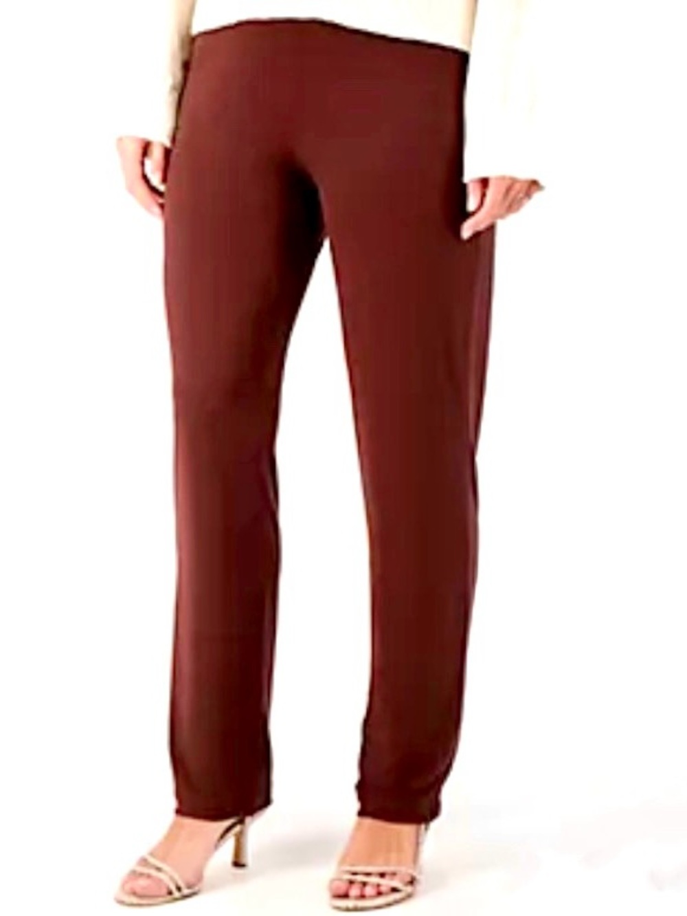 New QVC Susan Graver Liquid Knit Straight Leg Pants / Raisin / XL Petite